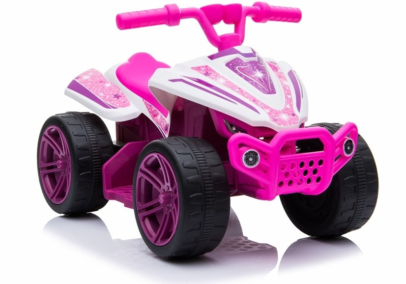 Elektrická štvorkolka TR1805 LEAN Toys v bielo-ružovej farbe pre deti s akumulátorom