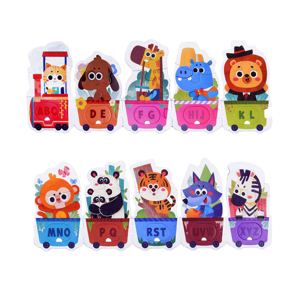 Edukační Puzzle Alfabetový Vlak se Zvířátky LEAN Toys, 40 dílků, pro děti od 3 let — Detail puzzle