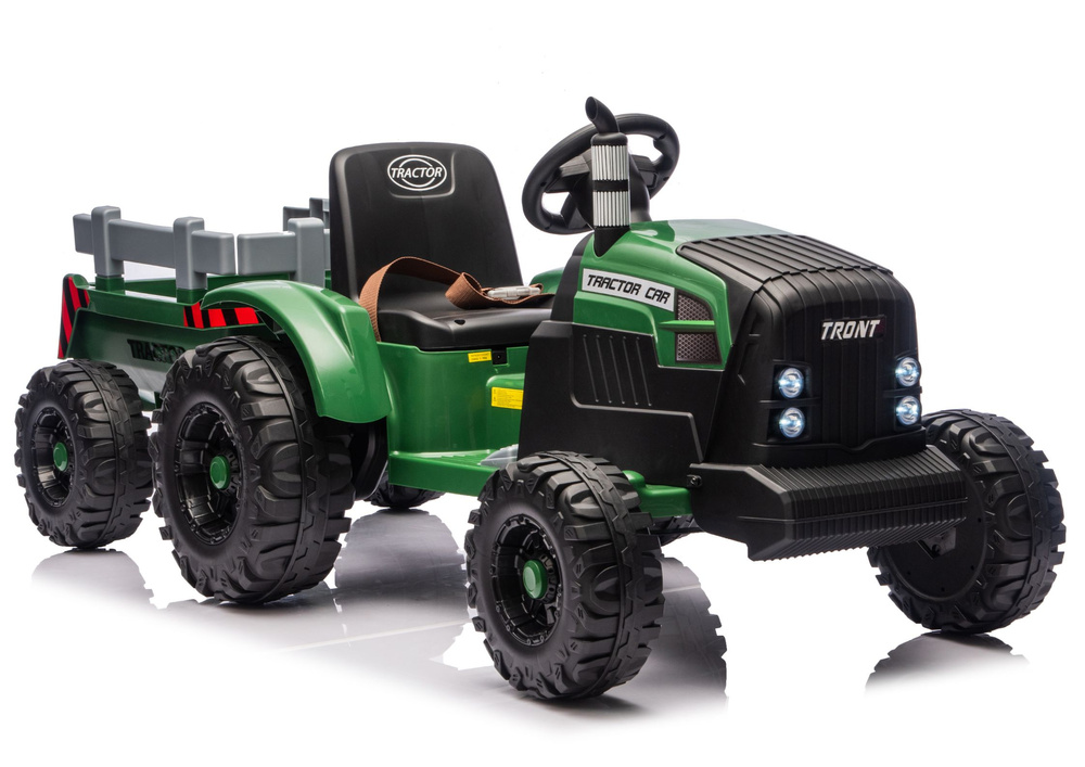 Dětský elektrický traktor s přívěsem CH9959B, tmavě zelený, 24V, 2x120W motory — Celkový pohled
