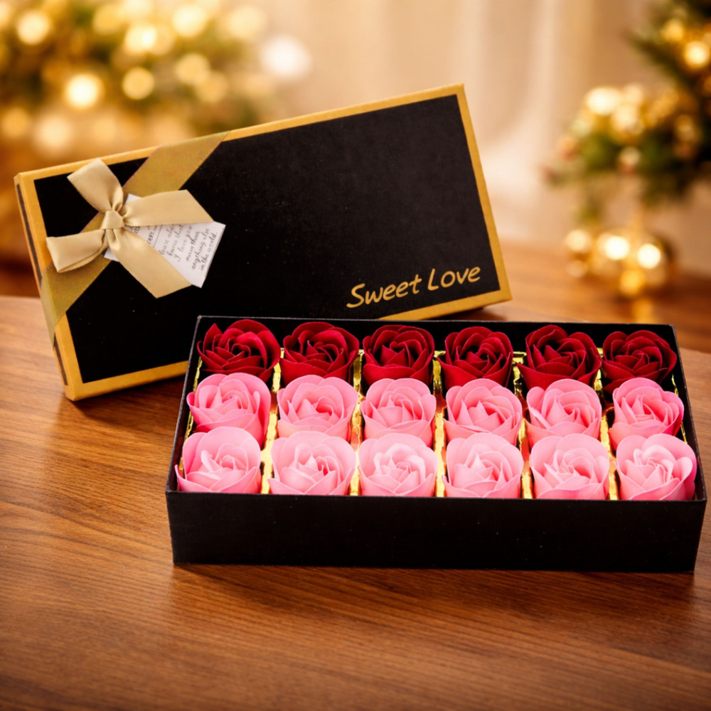 Růžová Elegance: Box Věčných Růží - Červené a Růžové, 18 ks — V provozu