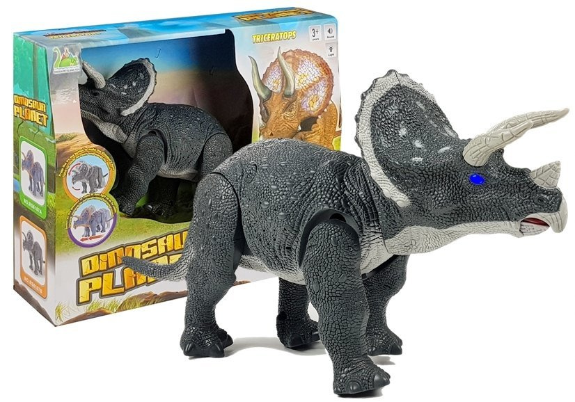 Velký bateriový dinosaurus Triceratops Šedý — Celkový pohled