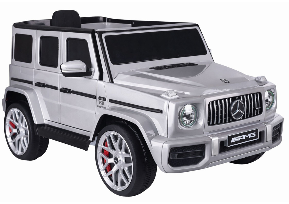 Detské elektrické autíčko Mercedes G63, striebro-šedé, model S306-1, s 2x45 W motormi a LED svetlami