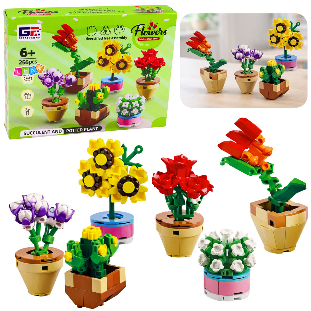 Stavebnice LEAN Toys - 256 kousků, 6 modelů, pro děti od 6 let — Celkový pohled