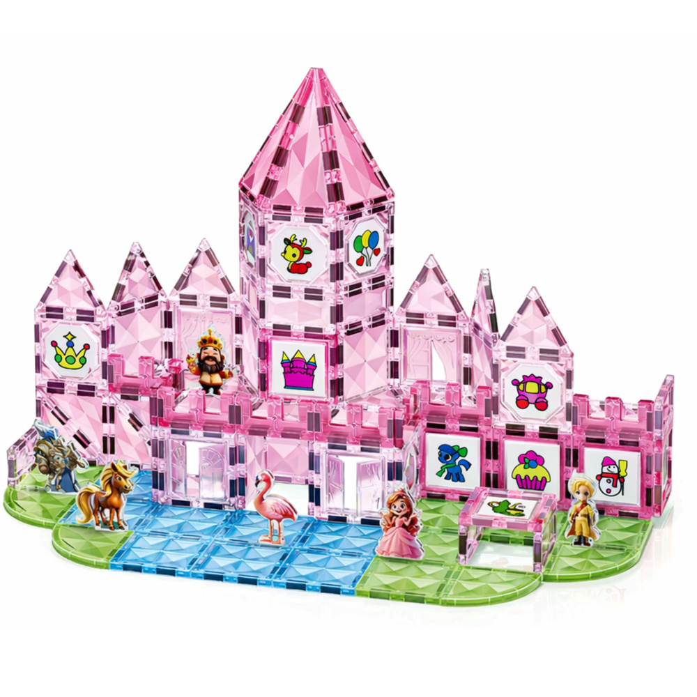 Magnetická stavebnice LEAN Toys, 142 kusů s malovacími kartami pro holky od 3 let — Detail