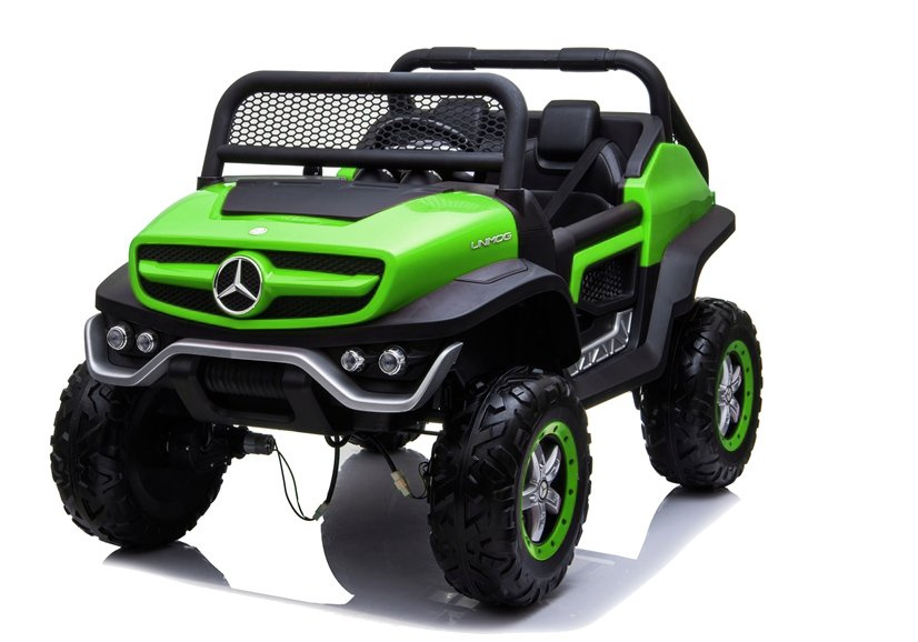 Bateriové auto LEAN CARS Mercedes Unimog 4x4 zelené, 3 rychlosti, 4x45 W, 12 V 14 Ah, pro děti od 3 let — Detail vozidla