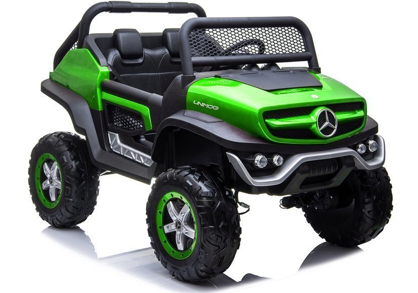 Bateriové auto LEAN CARS Mercedes Unimog 4x4 zelené, 3 rychlosti, 4x45 W, 12 V 14 Ah, pro děti od 3 let — Celkový pohled