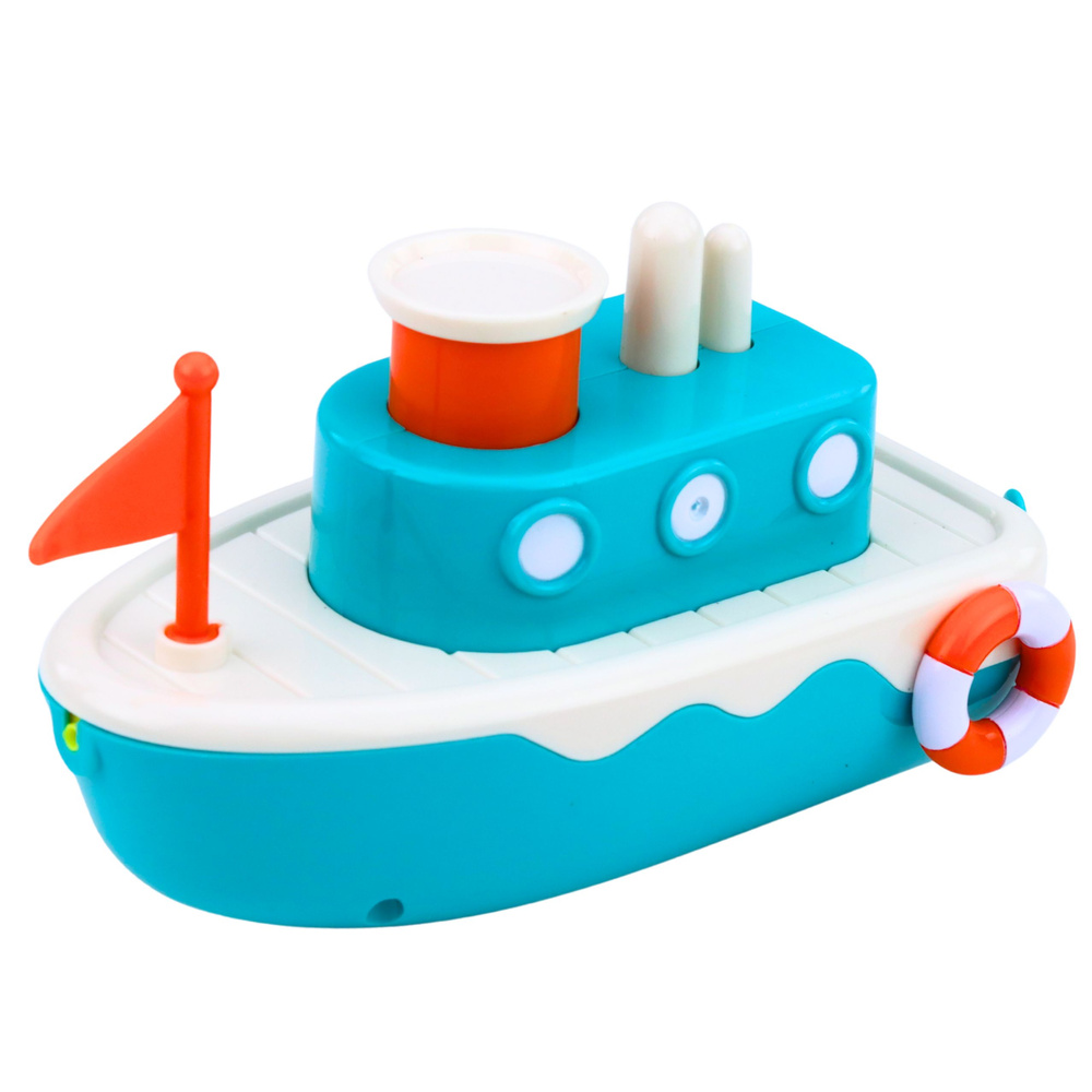 Koupelní hračka LEAN Toys - Loď s vodním sprejem, modrá — Detail