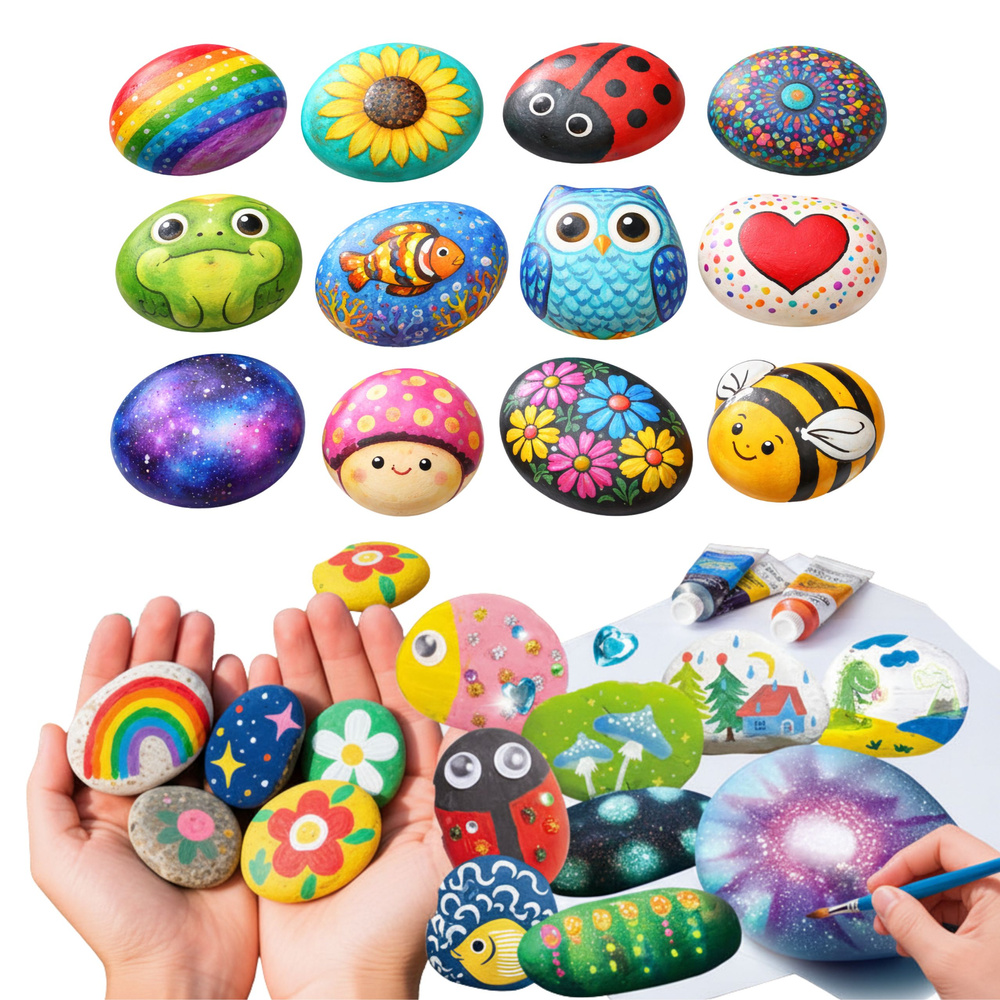 Kreativní sada svítící kameny pro malování LEAN Toys, pro děti od 3 let — Detail