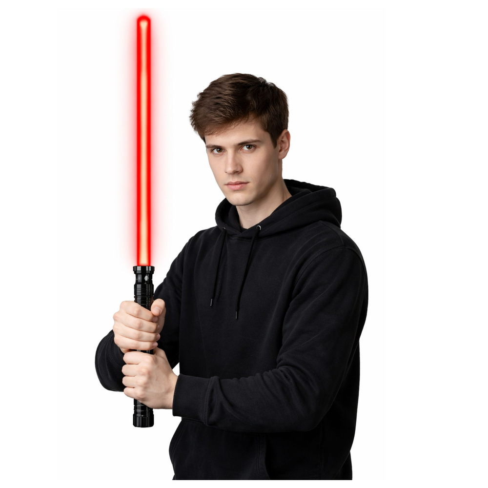 LED laserový světelný meč s metalovou rukojetí a zvukovými efekty, 75 cm — V provozu