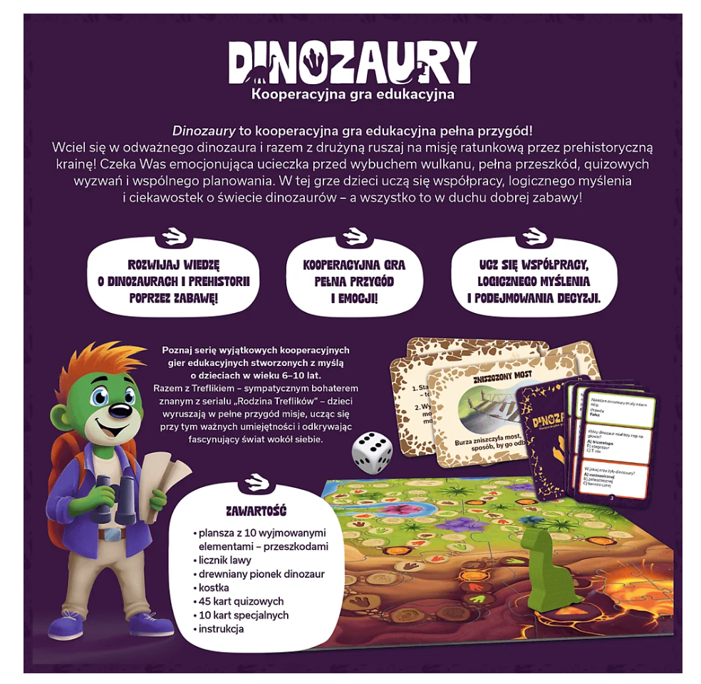 Edukační hra - Dinosaury: Dobrodružství s Rodinou Trefliků Trefl Gry pro děti od 6 let, 2–5 hráčů, hraje se 20 minut — V provozu