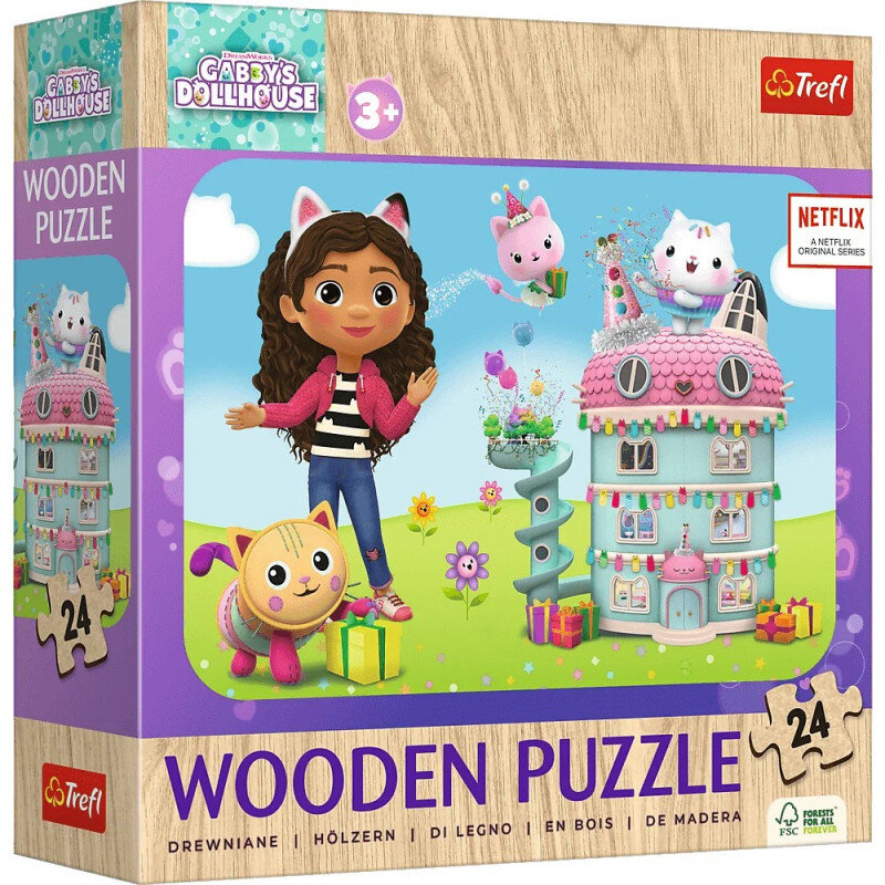 Drevené puzzle, 24 dielov – Veselá Gabby a priatelia, Trefl 20268