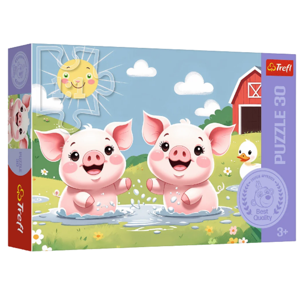 Detské puzzle Trefl 18334 Veselý život na farme, 30 dielov, 27 × 20 cm