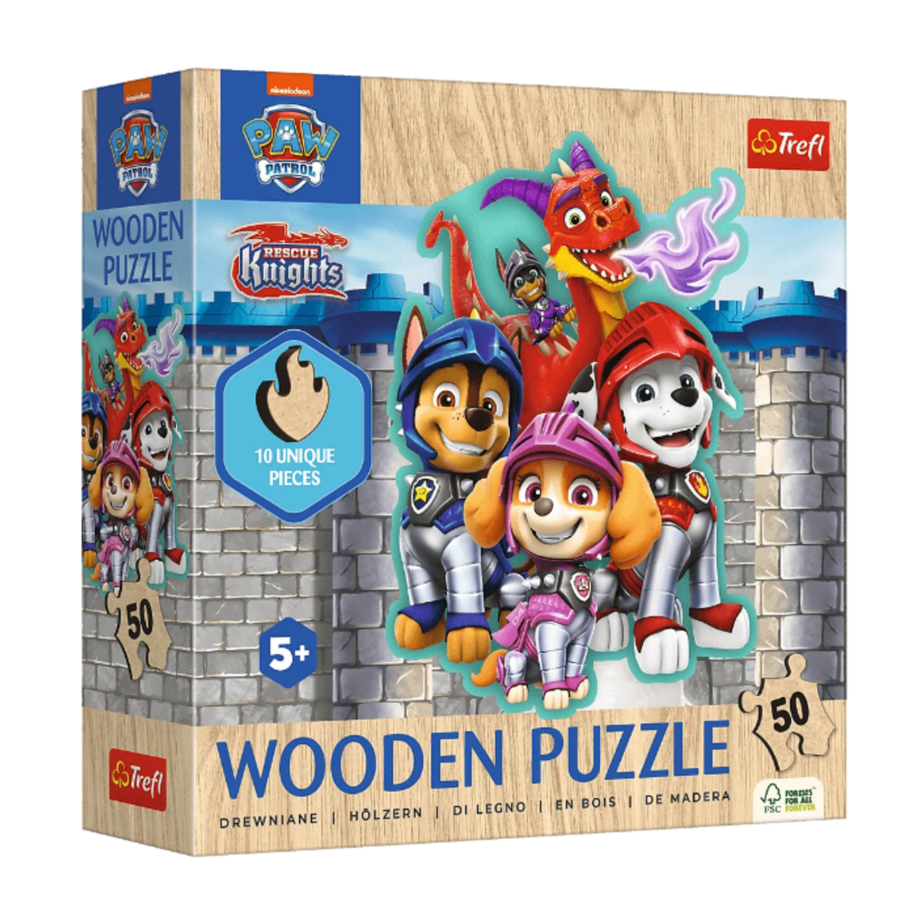 Dřevěné konturové puzzle Trefl Puzzle Tlapková patrola 50 dílků — Celkový pohled