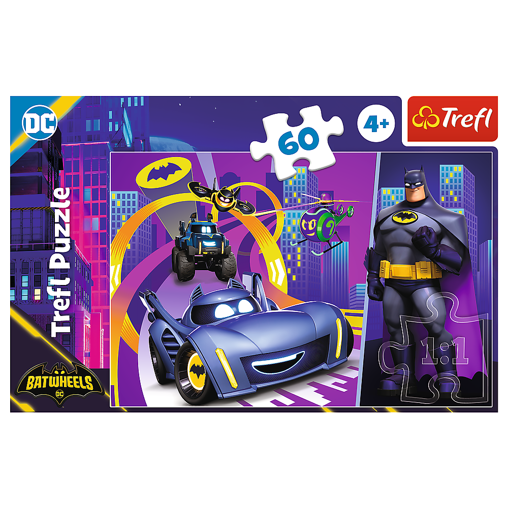 Puzzle Trefl 17400 – 60 dílků: Batman a jeho vozidla — V provozu