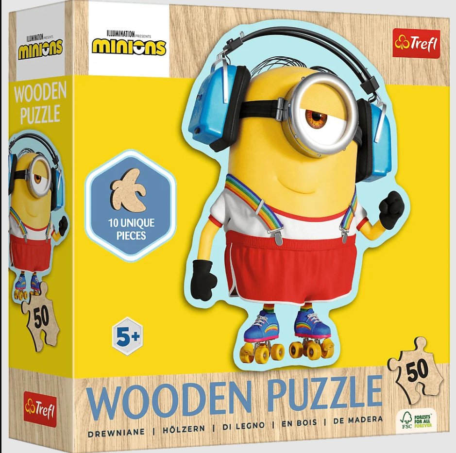 Puzzle – „50 drevených okrúhlych dielov – Bláznivý Mimoň“ Trefl 20239