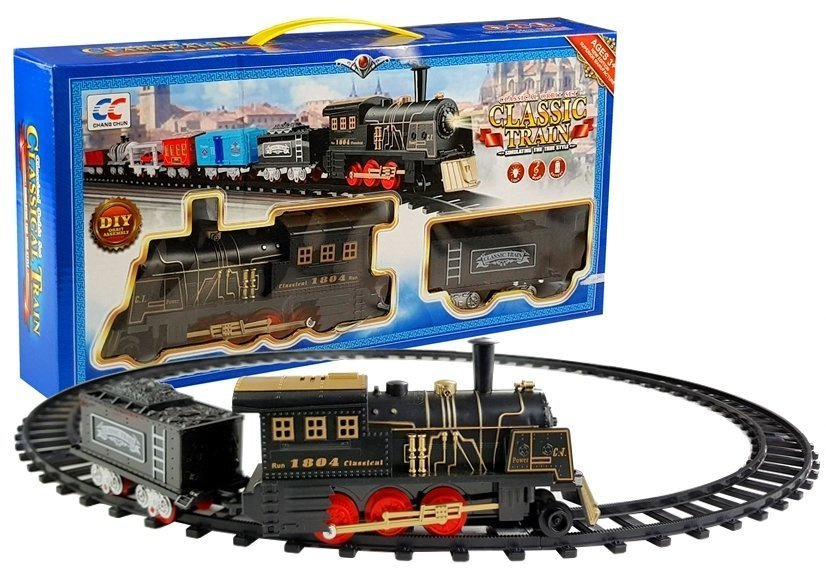 Kolejnice LEAN Toys Lokomotiva + Vagon + Koleje 45 cm — Celkový pohled