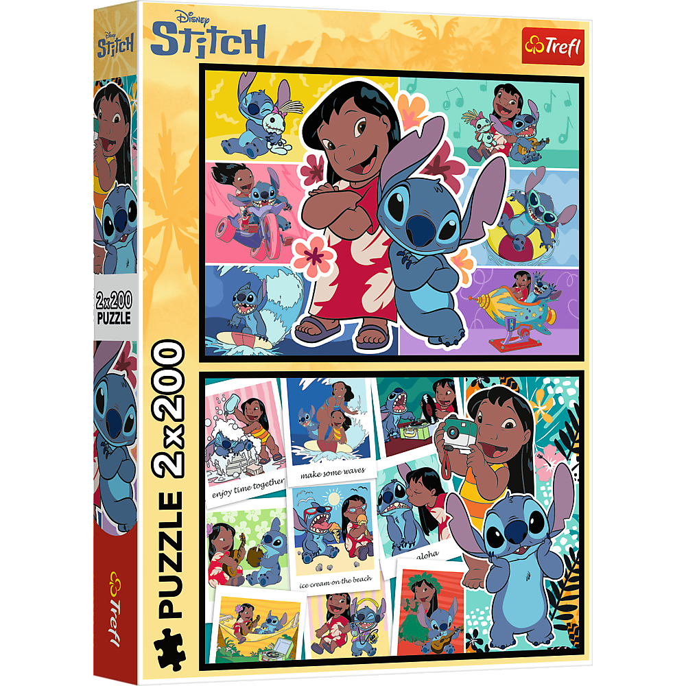 Puzzle 2x200 - Veselý život Stitcha - Trefl Puzzle — Celkový pohled