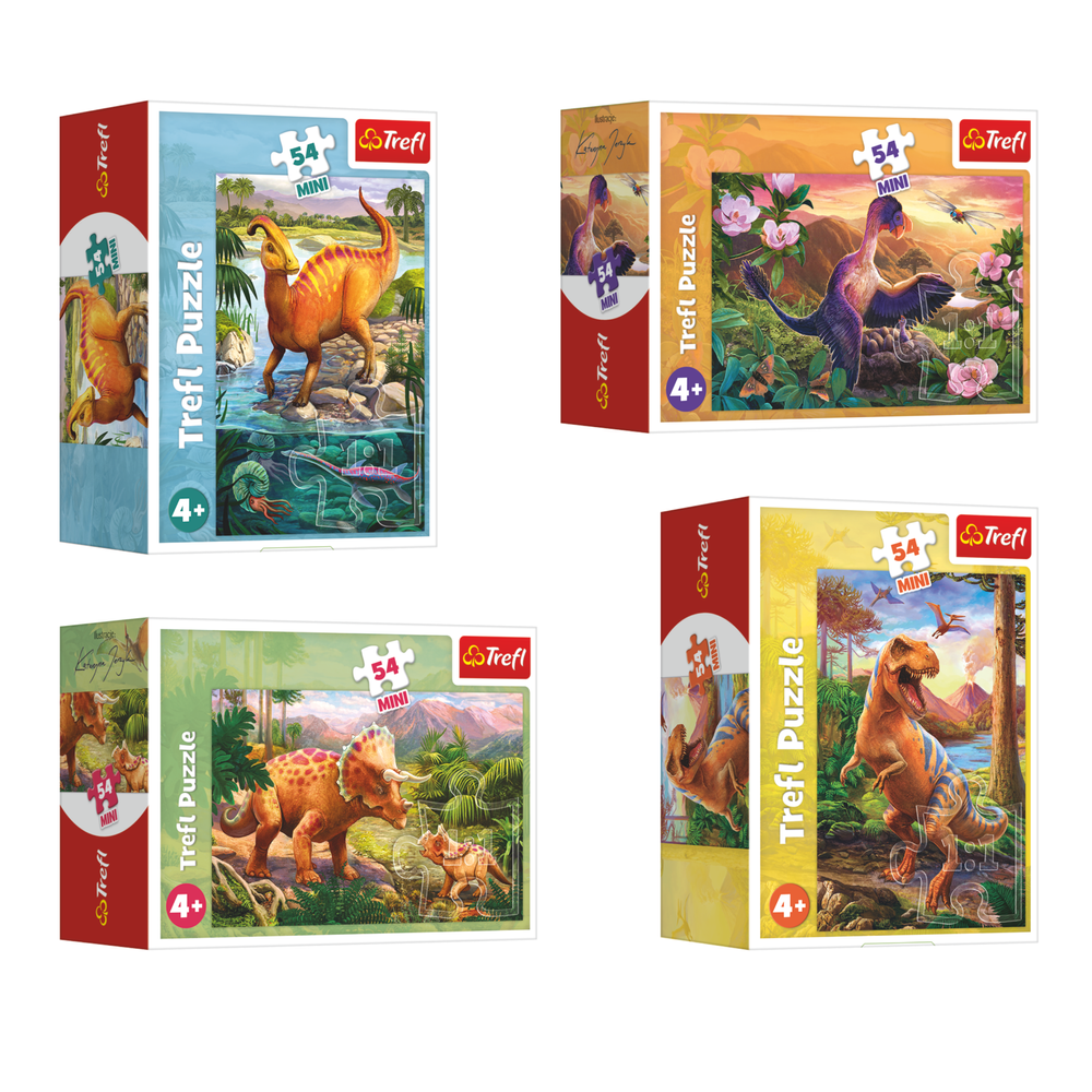 Trefl Puzzle Mini puzzle 54 dílků Neuvěřitelní dinosauři 3 (náhodný motiv) — Celkový pohled