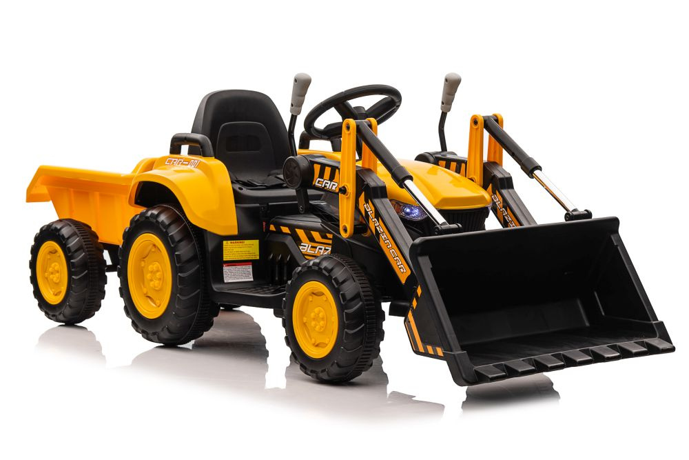 Dětský akumulátorový traktor s lžící BW-X002A žlutý