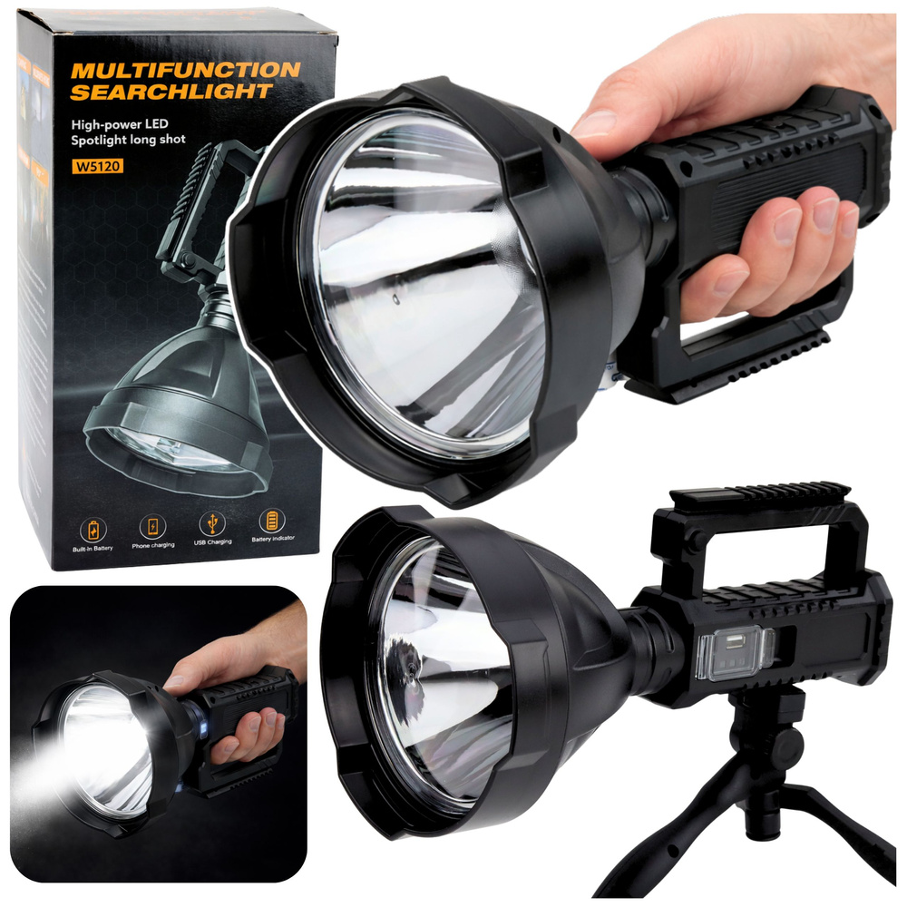 Profesionálny LED reflektor W5120 s powerbankou a stojanom, odolný, IPX5, 31 cm