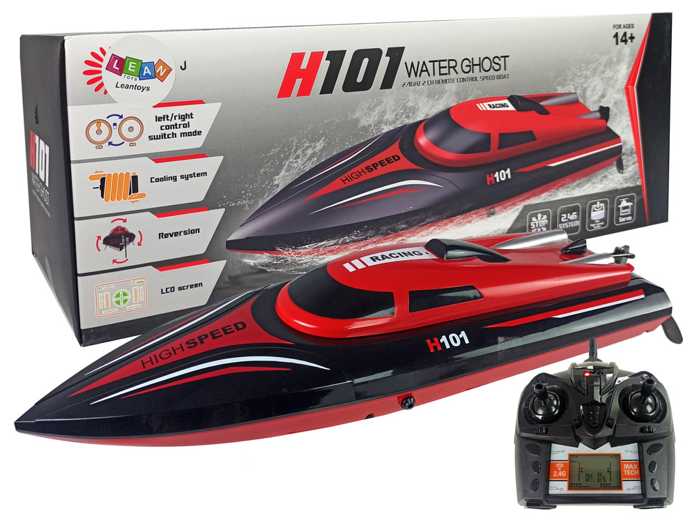 Diaľkovo ovládaný motorový čln H101 červený 1:48 2,4 GHz 35 km/h