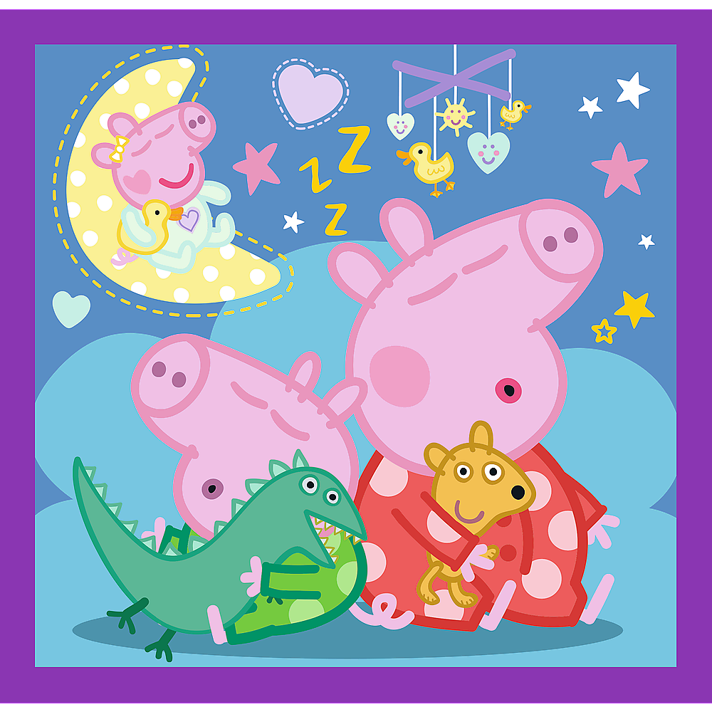 Dětské puzzle 3v1 - Zvyklosti Peppa Pig (20, 36, 50 dílků) - Ekologické a kvalitní zpracování — Celkový pohled