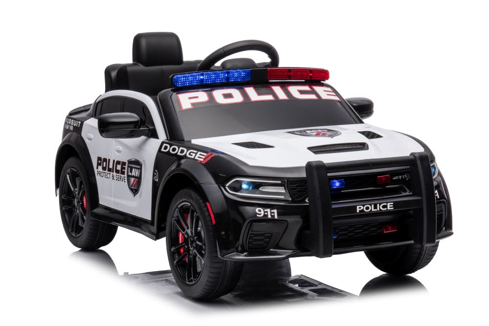 Dětský Akumulátorový Vůz Dodge Charger Policejní Bílý-Černý LEAN Toys 80W pro děti 3-8 let