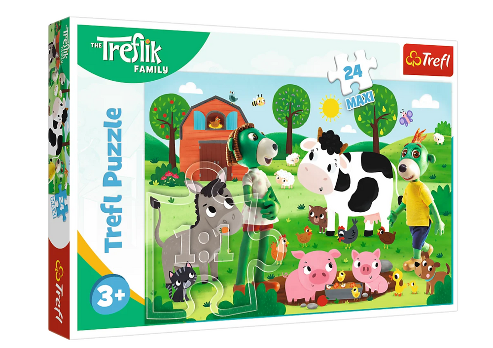 Puzzle 24 Maxi Rodina Treflíků Treflíci na venkově Trefl 14361 — Celkový pohled