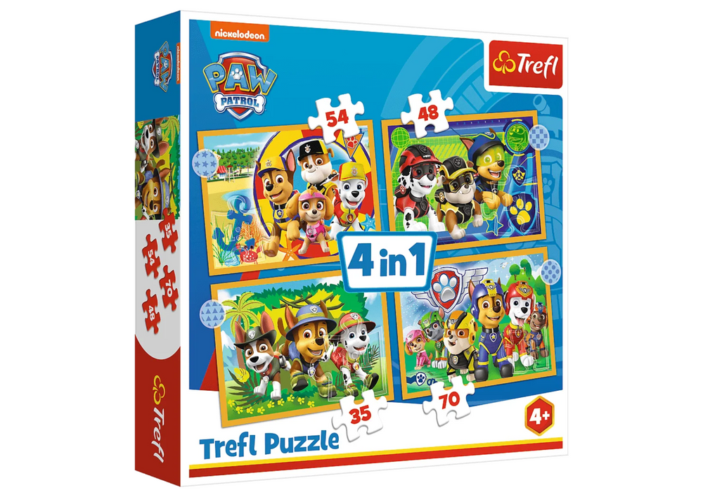 Puzzle 4 v 1 – Letná Paw Patrol Trefl 34395