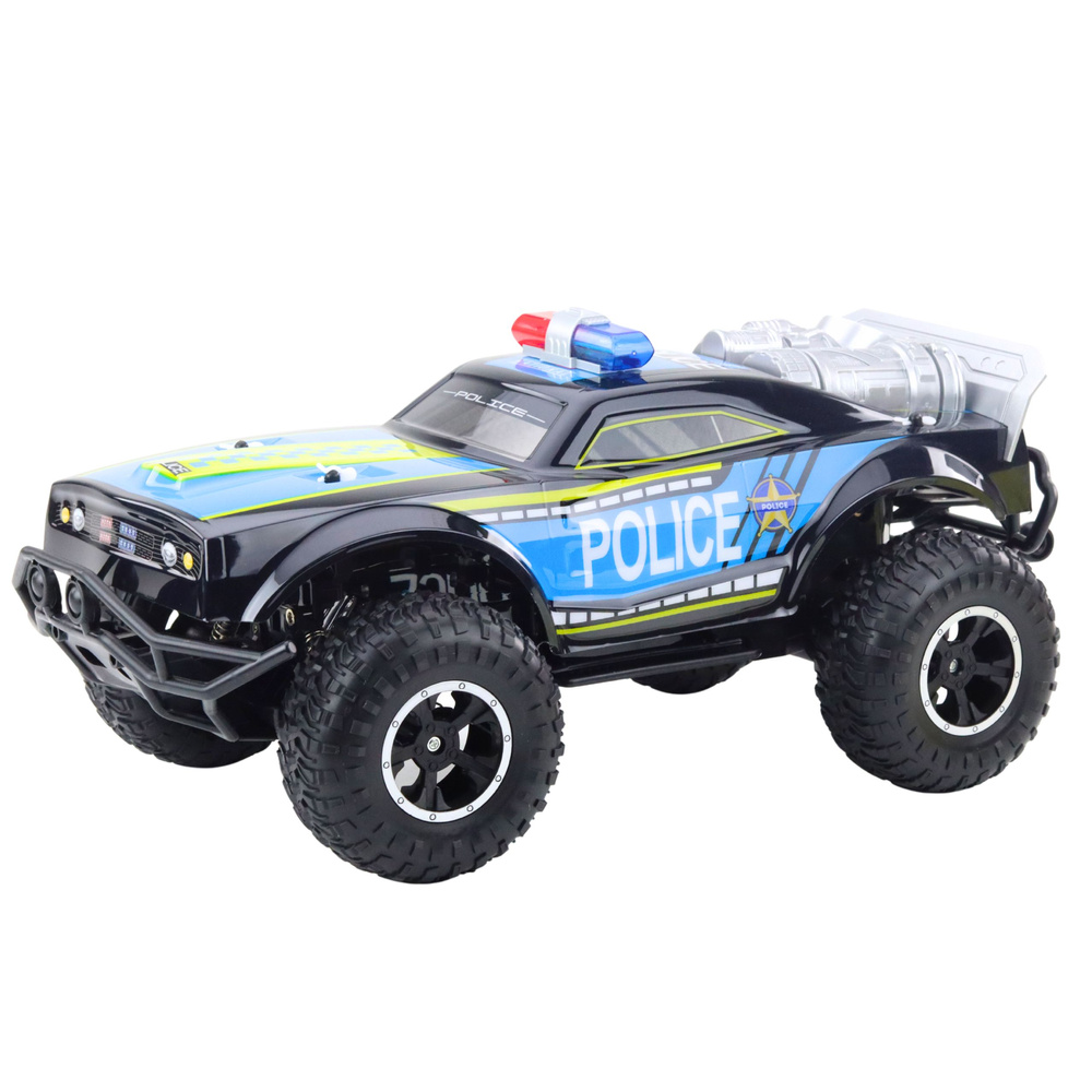 RC Policejní Terenní Auto 1:8 – Černé s Realistickými Efekty — Detail