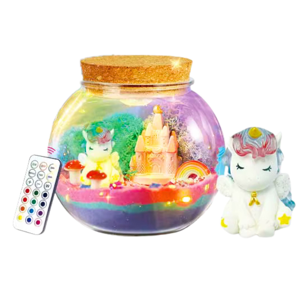 Sada Kreativní Terrarium s Jednorožcem - LED Lampička s Dálkovým Ovládáním — Detail
