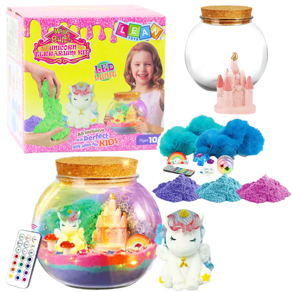 Sada Kreativní Terrarium s Jednorožcem - LED Lampička s Dálkovým Ovládáním — Celkový pohled