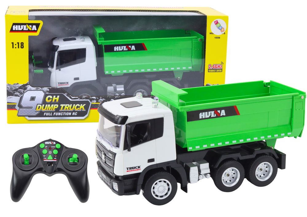 Zelená Zdalně Řízená Sklápěčka 1:18 pro Děti 8+