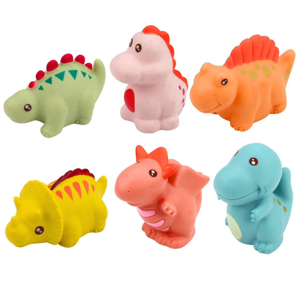 Edukativní koupací hračky LEAN Toys, 6 měkkých gumaových dinozaurů, 6m+ — Detail