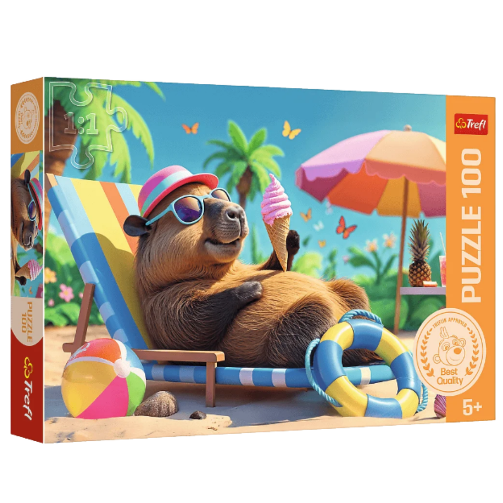 Trefl Puzzle Relax ve stylu kapybary 100 dílků 20 x 30 cm — Celkový pohled