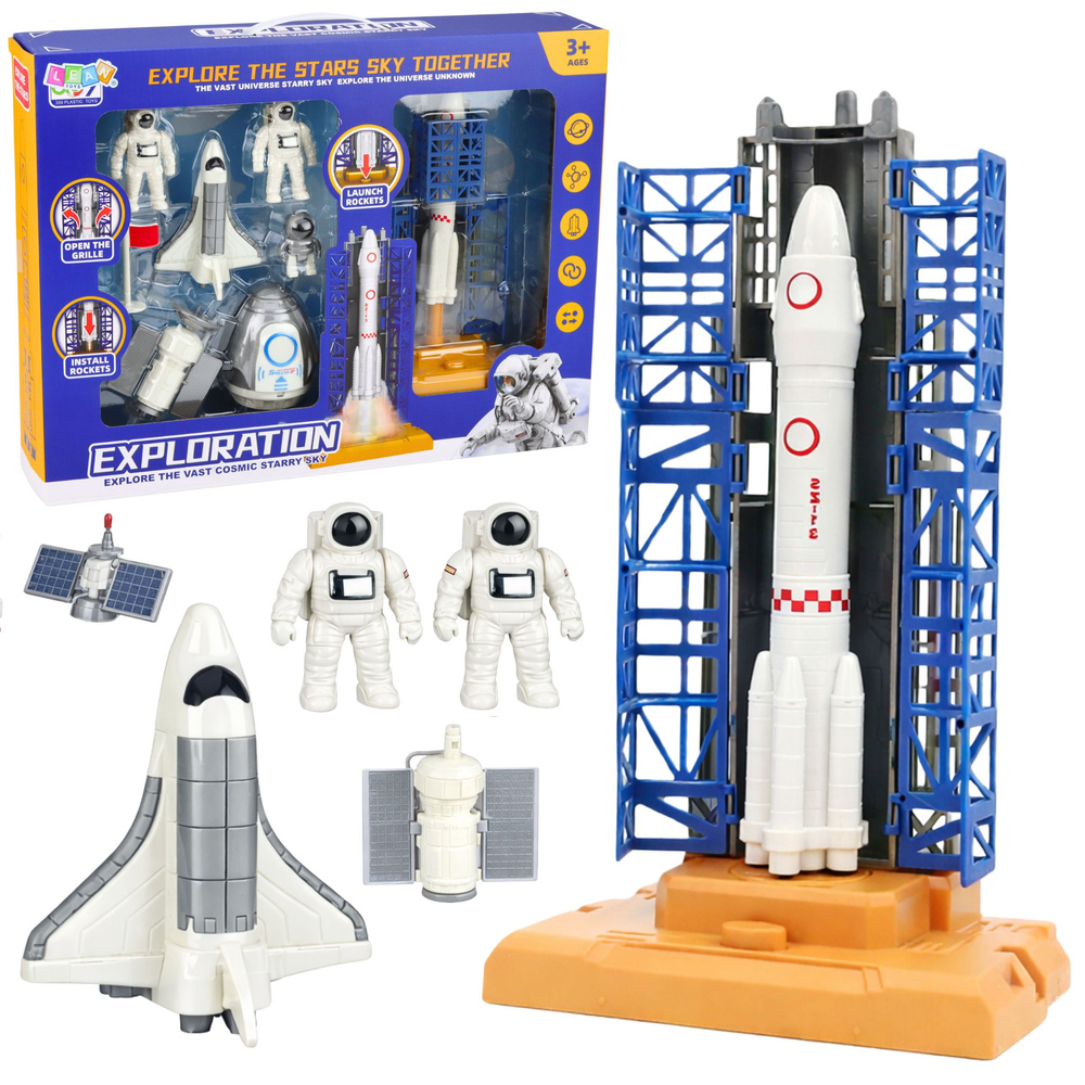Kozmická sada: Raketa so štartovacou vežou, raketoplán a 2 astronauti 3+