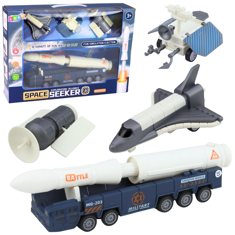 Kozmická sada vozidiel: raketa s transportérom, raketoplán, satelit a servisné vozidlo 3+