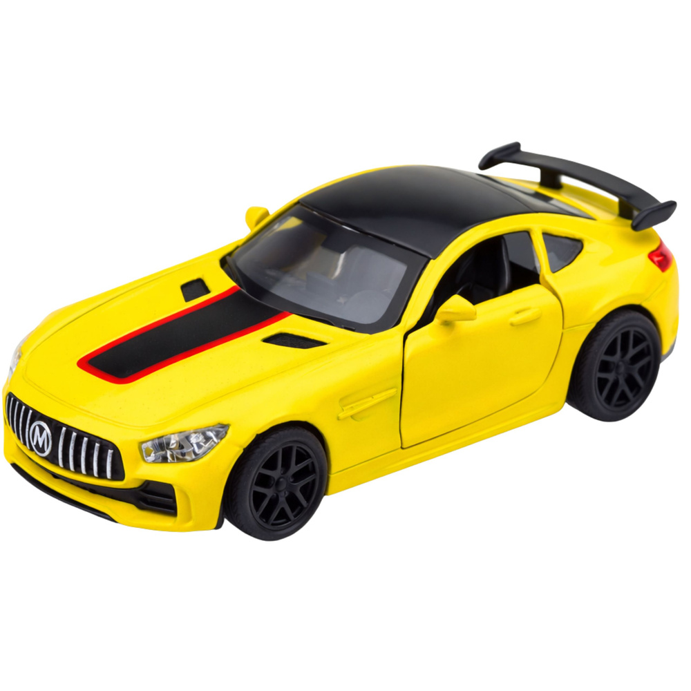 Kovové sportovní auto LEAN Toys, žluté, s otevíracími dveřmi, světly a zvuky, pro děti od 3 let — Detail