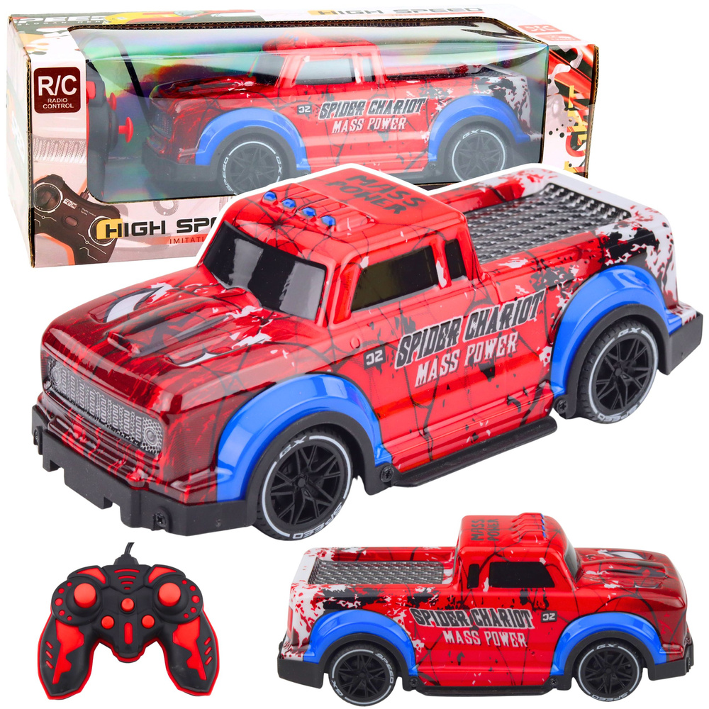RC terénne auto Pavouk na diaľkové ovládanie so svetlami, červené, 22 cm