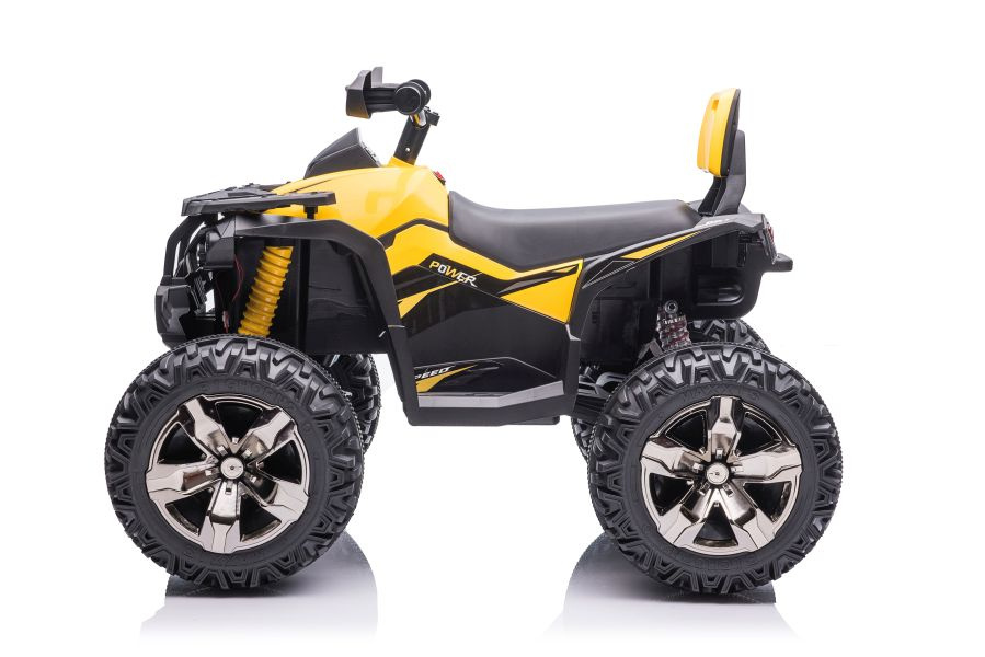 Elektrický čtyřkolový motocykl LEAN Toys QLS-3288 Žlutý 4x45W 12V10Ah 5 km/h 30 kg — V provozu