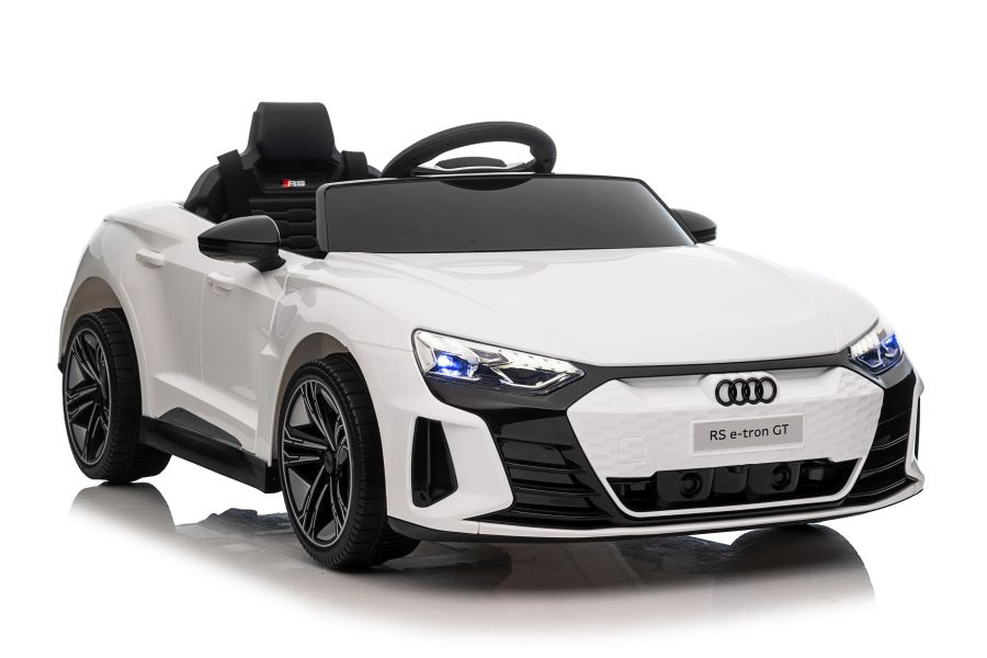 Elektrické auto Audi E-Tron GT QLS-6888 biele s diaľkovým ovládaním a LED svetlami pre deti