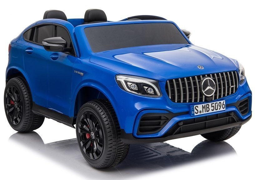 Elektrické autíčko Mercedes GLC 63S v modrej farbe s lakovaným povrchom, diaľkovým ovládaním 2,4 GHz a kolesami z EVA – LEAN Toys
