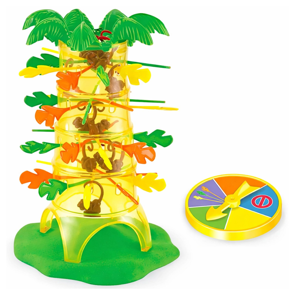 Zručnostní hra LEAN Toys Padající opičky s losovacím kolečkem, 3+ — Detail hry