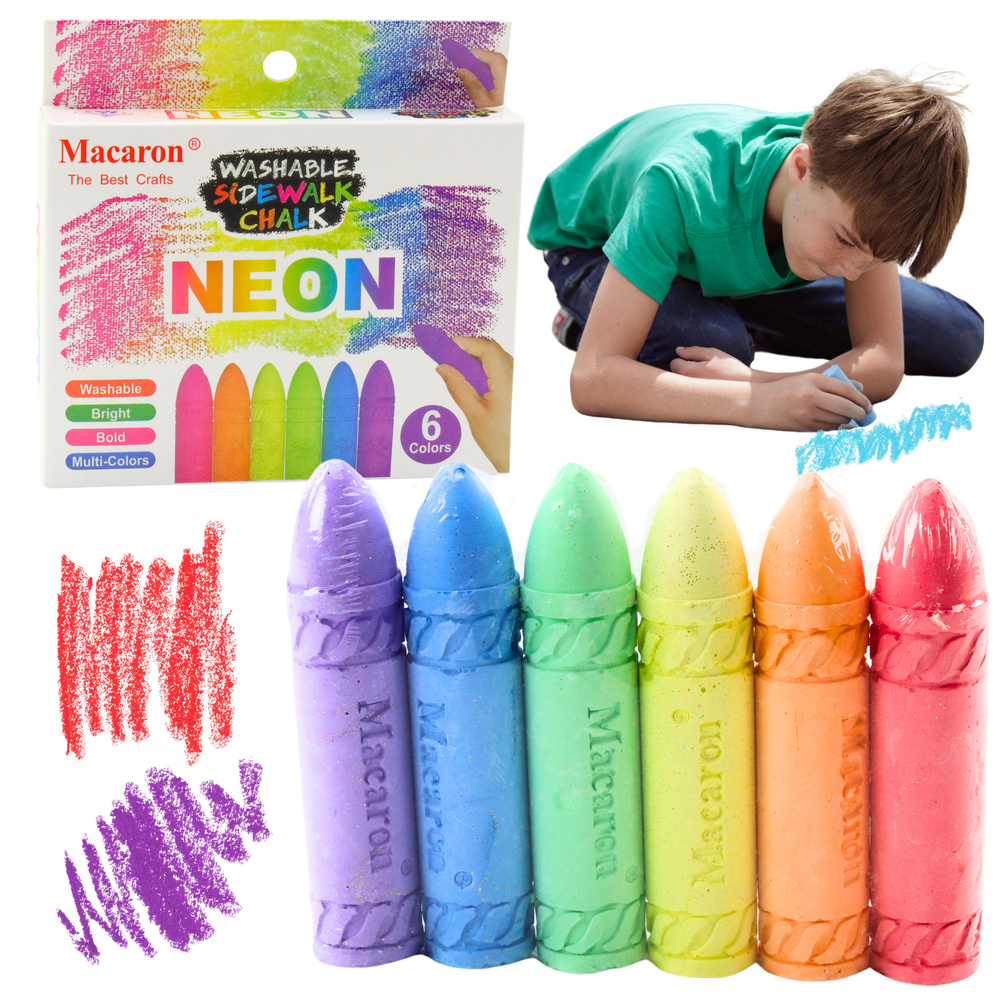 Neonová křídová souprava 6 ks, LEAN Toys, pro děti od 3 let — Celkový pohled
