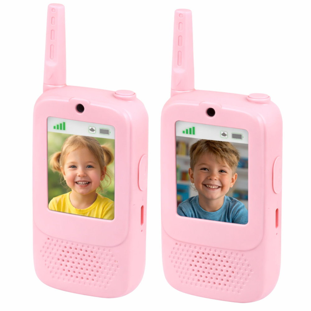 Vysílačky LEAN Toys s videohovorem a fotoaparátem, růžové, 2 kusy — Detail