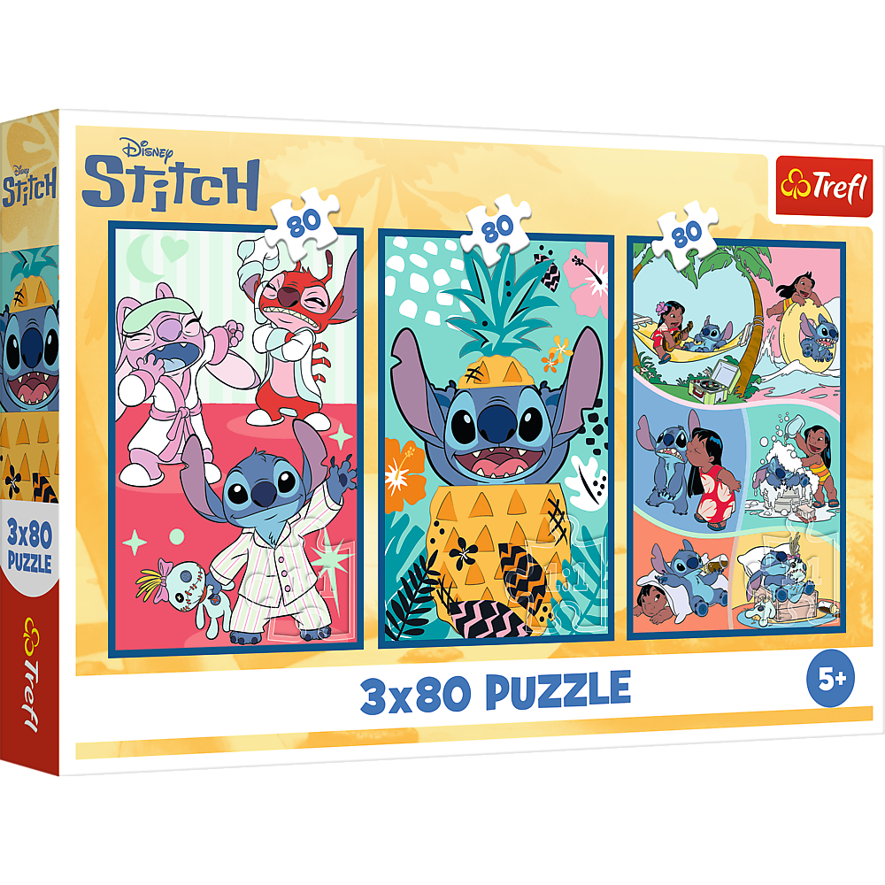 Puzzle 3x80 Svět Stitche Trefl Puzzle — Celkový pohled