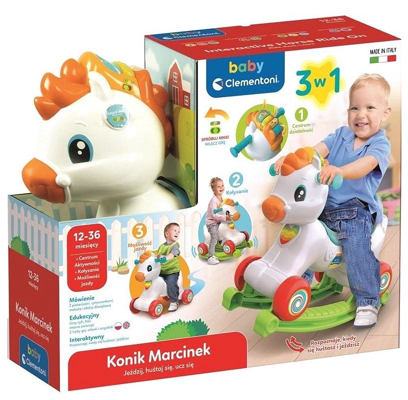 Clementoni Marcinek interaktivní koník 3v1 houpací a chodítko — Celkový pohled