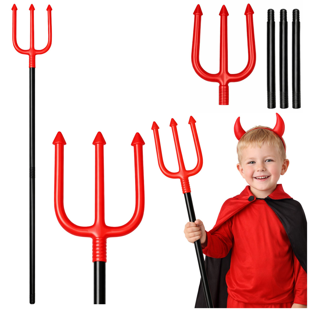 Diabolské vidly na Halloween, 112 cm, plastové, rozložiteľné (4 časti)