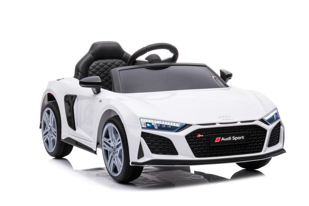 Detské elektrické autíčko Audi R8, biele, 12 V, 2x45 W, s diaľkovým ovládaním a kolesami z EVA