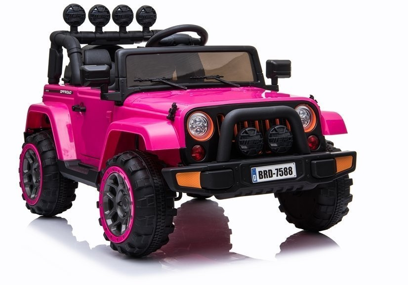 Elektrické auto Jeep BRD-7588, ružové, 4x4, na akumulátor, s diaľkovým ovládaním, pre deti vo veku 3–8 rokov